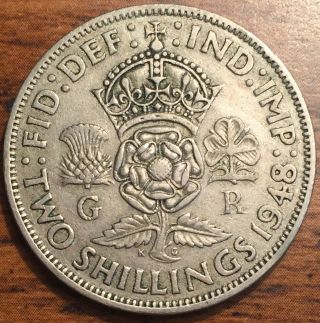 1948 Great Britain 2 Shillings King George Vi Coin