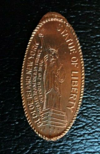 Statue Of Liberty Elongated Penny Bedloe Island Ny Usa Cent 1886 Souvenir Coin