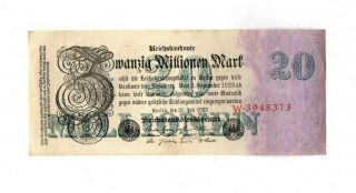 Xxx - Rare 20 Million Mark Weimar Inflation Banknote 1923 Nearly Unc