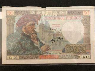 French France Banknote 50 Francs - 1941
