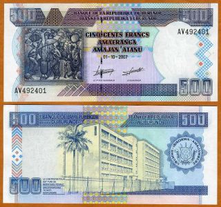 Burundi,  500 Francs,  2007,  P - 38 (38d),  Unc Large Size Issue
