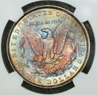 1887 Morgan Silver Dollar Bu Ngc Ms64 Multi Color Toned Gem In