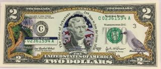 2003 A $2 TWO - Dollar Bill Federal Reserve Note ARKANSAS STATEHOOD COLORIZED 3