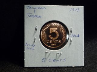 TRINIDAD & TOBAGO: 1973 5 CENT COIN PROOF HC (UNC. ) (2563) KM 57 2