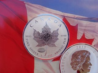 2015 Canadian Maple Leaf Coin Reverse Proof E=mc2 Privy.  9999 Fine Silver