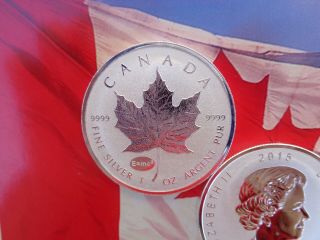 2015 Canadian Maple Leaf coin Reverse Proof E=mc2 Privy.  9999 fine silver 2