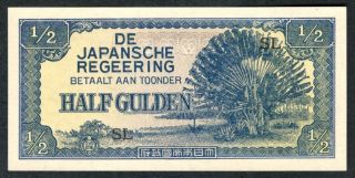 1942 Japanese Government 1/2 Gulden Note.  Unc