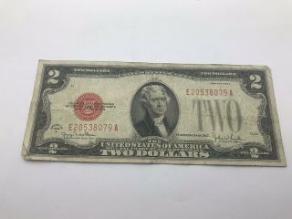 1928 G Red Seal $2 Two Dollar Bill Circulated
