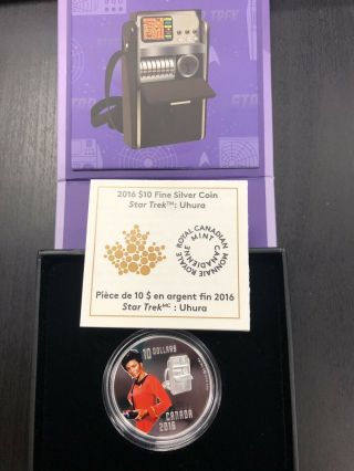 2016 $10 Canada Star Trek Uhura Nichelle Nichols Colorized Silver Coin