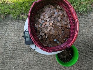 Bag Of Circulated 95 Copper Pennies.  20,  Lb Bulk Bullion,  Memorial Backs