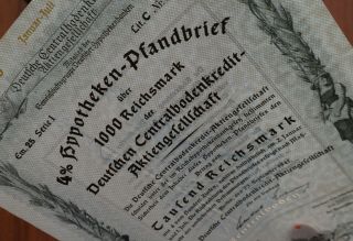 1000 Reichsmark 1941 Treasury Bond of Germany - Series: 09108 3