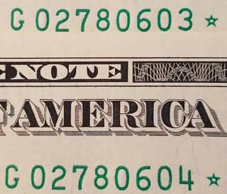 2017 Frn Chicago,  Il 1 Dollar Consecutive Star Notes G02780603,  G02780604