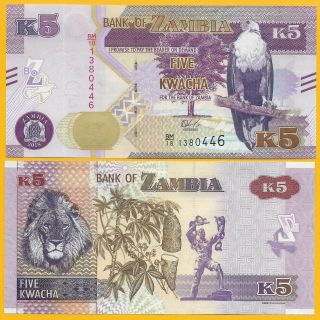 Zambia 5 Kwacha P - 57 2018 Unc Banknote
