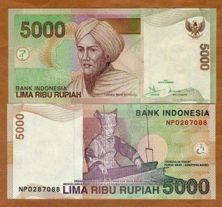 Indonesia,  5000 Rupiah,  2001/2006,  P - 142 (142f),  Unc Weaver At Thee Loom