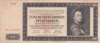 500 Korun Fine Banknote From Bohemia - Moravia 1942 Nazi Occupation Issue Pick - 12