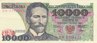 10 000 Zlotych Extra Fine Crispy Banknote From Poland 1988 Pick - 151