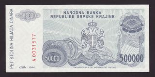 Croatia (republika Srpska Krajina) - 500000 Dinara,  1994 - Pr 32 - Unc