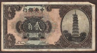 1924 China 20 Cent/ 2 Chiao Note - Pick 194a - Fine