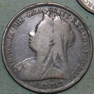 Queen Victoria Sterling Silver Crown 1895 Coin Great Britain Uk