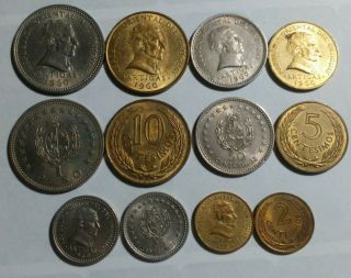 Uruguay: 6 - Piece Lightly Circulated 1960 Coin Set,  0.  02 To 1 Peso