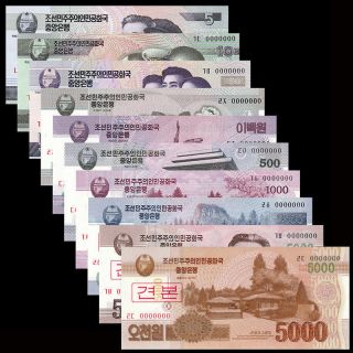 Korea Set 11 Notes 5 - 5000 Won 2002 - 2017 Unc - Specimen