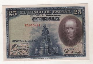 Spain España 25 Pesetas 1928 Pick 74 Unc Uncirculated Banknote
