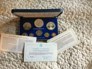 Barbados 1975 Proof Set - 8 Coins - Nearly 2 Troy Oz Of Silver - Gem Brilliant Quality