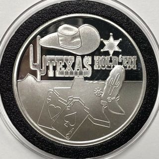 Texas Hold’em Poker Card Game Collectible Coin 1 Troy Oz.  999 Fine Silver Round