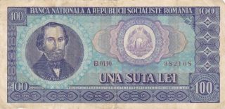 1966 Romania 100 Lei Note,  Pick 97a