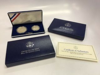 1993s Bill Of Rights Commemorative Coins Two Coin Proof Set W/