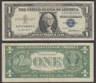 Usa 1 Dollar 1957 (vf) Banknote Silver Certificate Blue Seal P - 419a