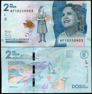 Colombia 2.  000 2000 Pesos 2016 P 458 Date Unc