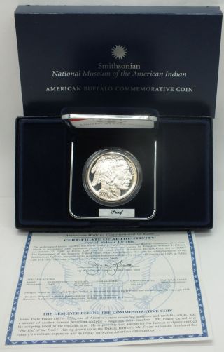 2001 - P Proof American Indian Buffalo Commem Silver Dollar W/ Box,  Lf002