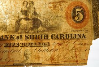 1859 $5 Union Bank Of South Carolina Banknote 4