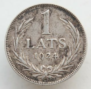 Latvia Lettland Lettonie 1 Lats Lat 1924 Silver Coin (jnr02)