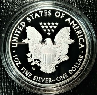 2018 W 1 oz Proof Silver American Eagle (w/Box &).  White 2