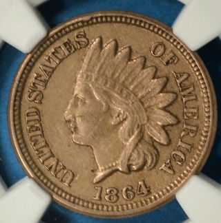 1864 Copper Nickel Indian Head Cent Ngc Au55 - Details,  Eye Appeal