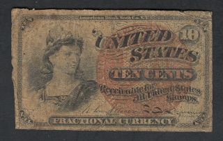1863 Usa 10 Cents Fractional Currency Bank Note