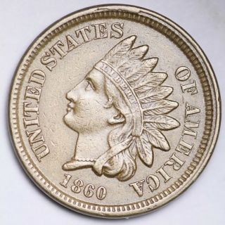 1860 Indian Head Small Cent Choice Au E113 Aef