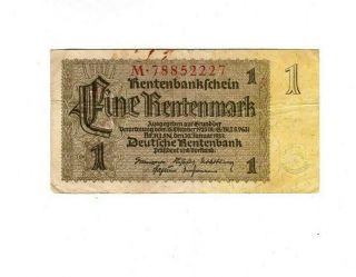 Xxx - Rare 1 Rentenmark 3.  Reich Nazi Banknote 1937 In Fine Con