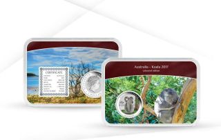 Australia 2017 $1 Koala Coloured Edition 1 Oz Silver Proof Coin 2500 Mintage