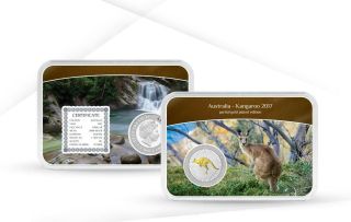 Australia 2017 $1 Kangaroo Gold Plated Edition 1 Oz Silver Proof Coin 1000.