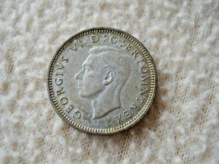 Vintage 1944 Great Britain Silver Six Pence Coin / Uk Sixpence/ Wwii Era