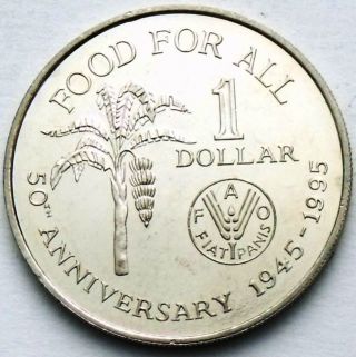 Trinidad & Tobago 1 Dollar 1995 Km 61 Fao 50th Anniv Bananas Commemorative Coin