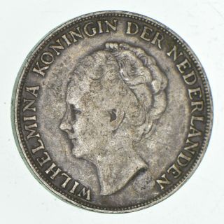 World Coin - 1944 Netherlands 1 Gulden - World Silver Coin - 9.  9g 203