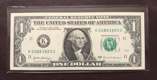 2017 $1 Dollar Bill Frn Repeater Fancy Serial Number