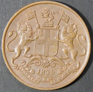 East India Company 1/4 Anna 1835 Copper Coin A88