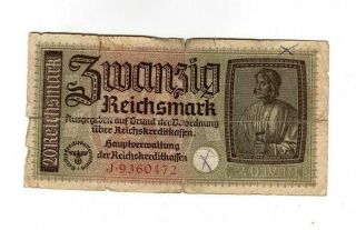 Xxx - Rare 20 Reichsmark 3 Reich Nazi Banknote Ww Ii Very Swastika