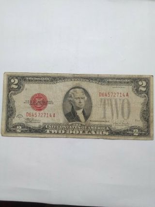 1928 F Red Seal 2 Dollar Bill