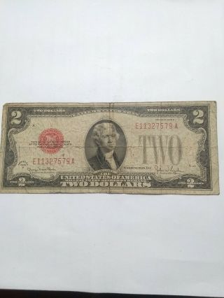 1928 G Red Seal 2 Dollar Bill